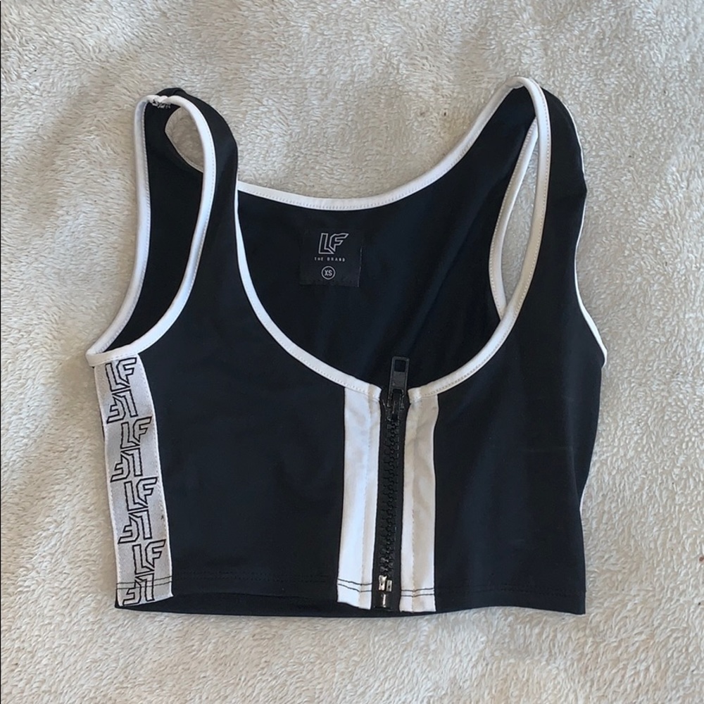 LF the brand trendy zip-up crop top